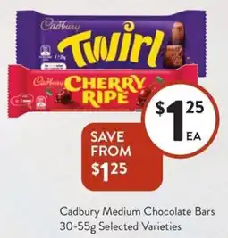 Foodworks Cadbury Medium Chocolate Bars offer