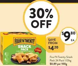 Foodworks Four'N Twenty Snack Pack offer