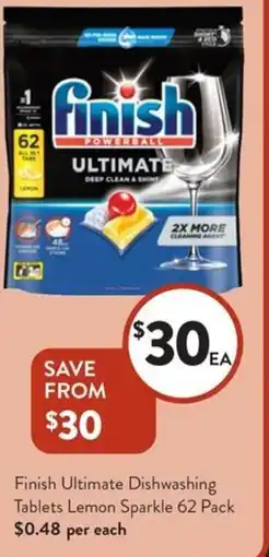 Foodworks Finish Ultimate Dishwashing Tablets Lemon Sparkle offer