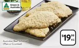 Foodworks Australian Beef Schnitzel (Plain or Crumbed) offer