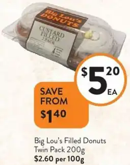Foodworks Big Lou's Filled Donuts Twin Pack offer