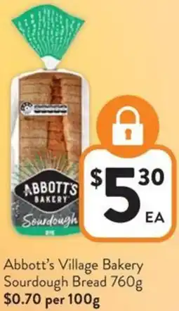Foodworks Abbott's Village Bakery Sourdough Bread offer