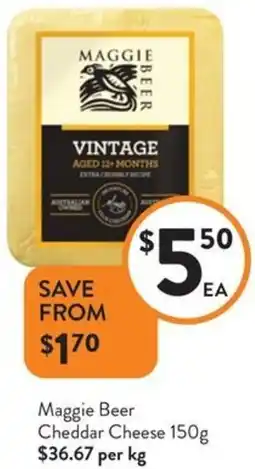 Foodworks Maggie Beer Cheddar Cheese offer