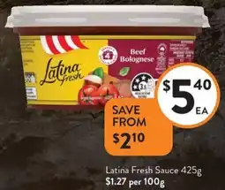 Foodworks Latina Fresh Sauce offer
