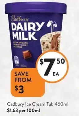 Foodworks Cadbury Ice Cream Tub offer