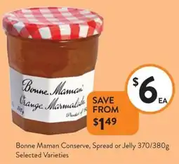 Foodworks Bonne Maman Conserve, Spread or Jelly offer