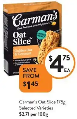 Foodworks Carman's Oat Slice offer