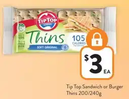 Foodworks Tip Top Sandwich or Burger Thins offer