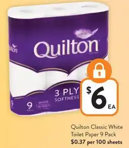 Foodworks Quilton Classic White Toilet Paper offer