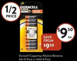 Foodworks Duracell Coppertop Alkaline Batteries AA or AAA offer
