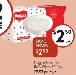 Foodworks Huggies Essentials Baby Wipes offer