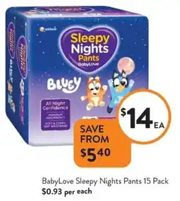 Foodworks BabyLove Sleepy Nights Pants offer