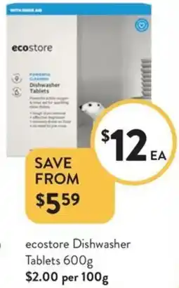 Foodworks ecostore Dishwasher Tablets offer