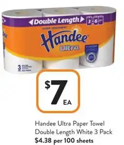 Foodworks Handee Ultra Paper Towel Double Length White offer