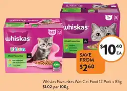 Foodworks Whiskas Favourites Wet Cat Food offer