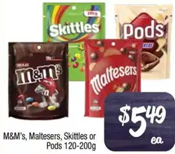 Foodworks M&M's, Maltesers, Skittles or Pods offer