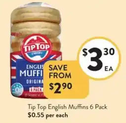 Foodworks Tip Top English Muffins offer