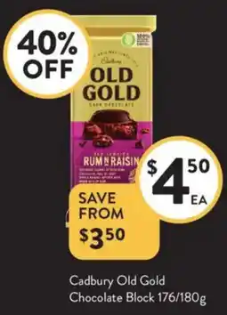 Foodworks Cadbury Old Gold Chocolate Block offer