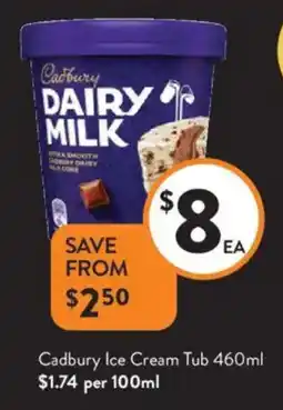 Foodworks Cadbury Ice Cream Tub offer
