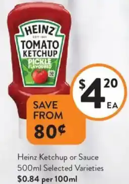 Foodworks Heinz Ketchup or Sauce offer