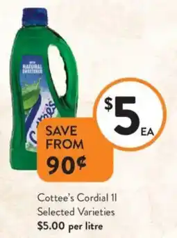 Foodworks Cottee's Cordial offer