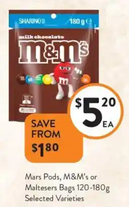Foodworks Mars Pods, M&M's or Maltesers Bags offer