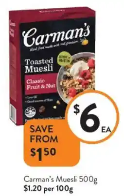 Foodworks Carman's Muesli offer