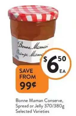 Foodworks Bonne Maman Conserve, Spread or Jelly offer
