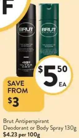Foodworks Brut Antiperspirant Deodorant or Body Spray offer