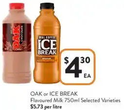 Foodworks OAK or ICE BREAK Flavoured Milk offer