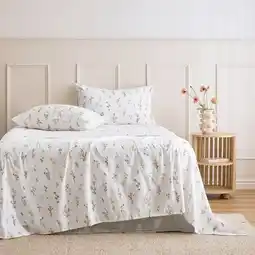 Pillow Talk Floral Stems Flannelette Sheet Set by Habitat offer