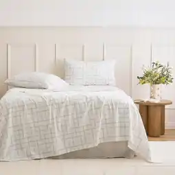 Pillow Talk Natural Check Flannelette Sheet Set by Habitat offer