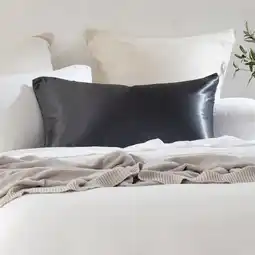 Pillow Talk Charcoal Mulberry Silk Plain Pillowcase by M.U.S.E offer