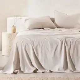 Pillow Talk Striped Linen Cotton Sheet Set by Habitat offer