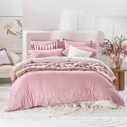 Pillow Talk Washed Linen Look Vintage Rose Quilt Cover Set by Essentials offer