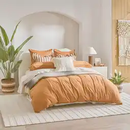Pillow Talk Washed Linen Look Toffee Quilt Cover Set by Essentials offer