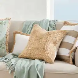 Pillow Talk Jute Square Cushion by Habitat offer
