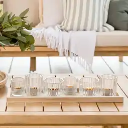 Pillow Talk Luna Candle Holders on Natural Tray by Habitat offer