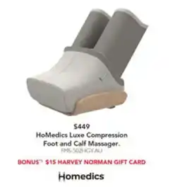 Harvey Norman Homedics luxe compression foot and calf massager offer