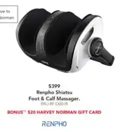 Harvey Norman Renpho shiatsu foot & calf massager. offer
