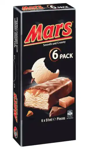 Woolworths Mars or snickers bars 306-318ml pk 6 or m&m’s cones 512ml pk 4 – from the freezer offer