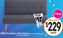 Cheap as Chips H&g 3 seater sofa bed grey offer