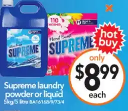 Cheap as Chips Supreme laundry powder or liquid offer