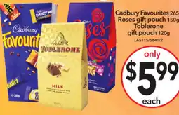 Cheap as Chips Cadbury favourites  roses gift pouch toblerone offer