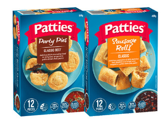 Woolworths Patties party pies 560g or patties party sausage rolls 450g offer