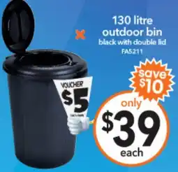 Cheap as Chips Xoutdoor bin black with double lid offer