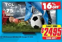 The Good Guys 75" c7k premium qd-mini led google tv 2025 offer