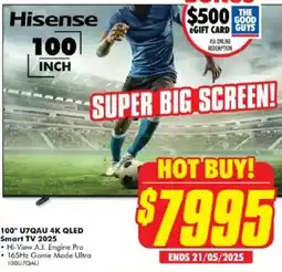 The Good Guys 100" u7qau 4k qled smart tv 2025 offer
