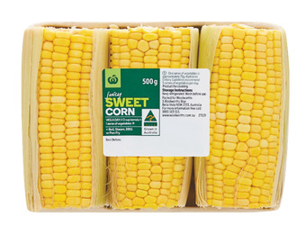 Woolworths Australian sweet corn or polka dot corn 500g pack offer