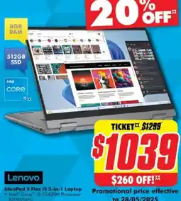 The Good Guys Ideapad 5 flex 15 2-in-1 laptop offer